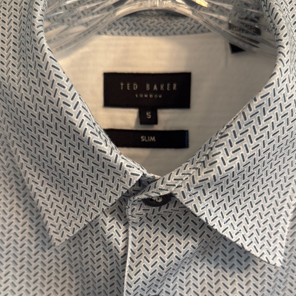 Ted Baker Blue Dress Shirt with Intricate Pattern
